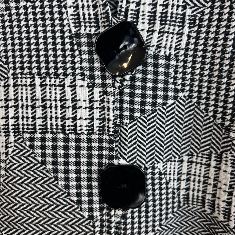 Caroline Rose Black/White Button Front Mixed Print Collared Jacket/Top Medium - Picture 3 of 10